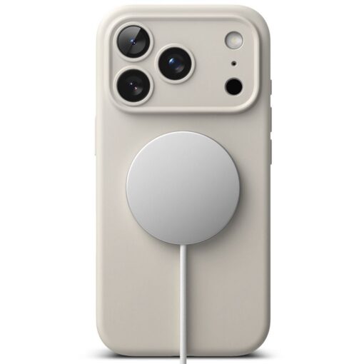 Kaitseümbris Silicone Magnetic, Apple iPhone 17 Pro, helebeež, MagSafe ühilduv, Ringke - Image 4