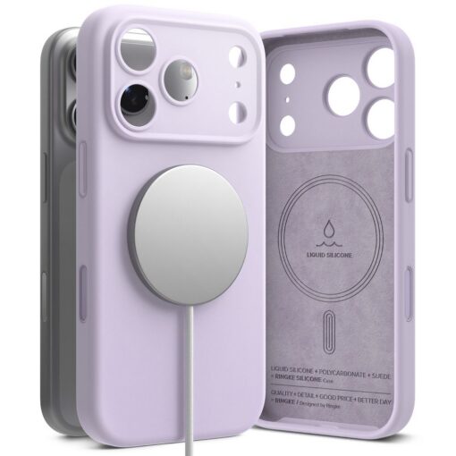 Kaitseümbris Silicone Magnetic, Apple iPhone 17 Pro, helelilla, MagSafe ühilduv, Ringke - Image 4