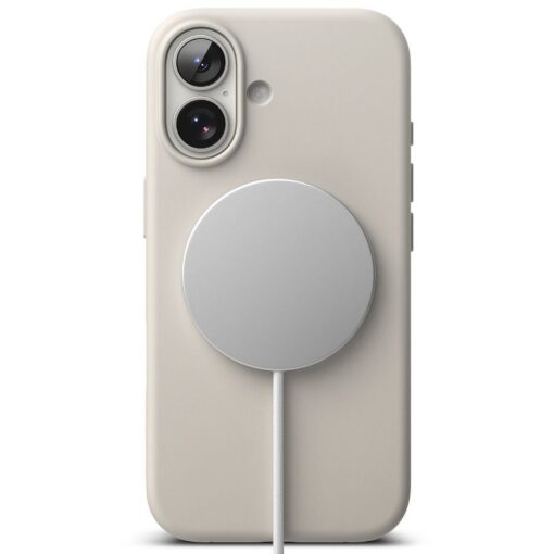 Kaitseümbris Silicone Magnetic, Apple iPhone 17, helebeež, MagSafe ühilduv, Ringke - Image 3