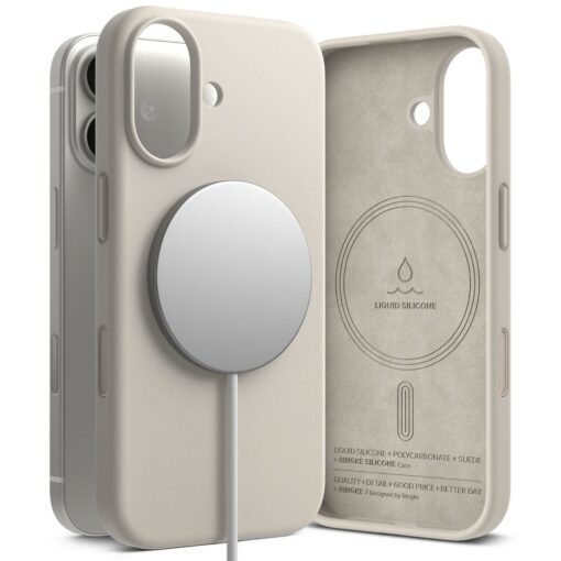 Kaitseümbris Silicone Magnetic, Apple iPhone 17, helebeež, MagSafe ühilduv, Ringke - Image 4
