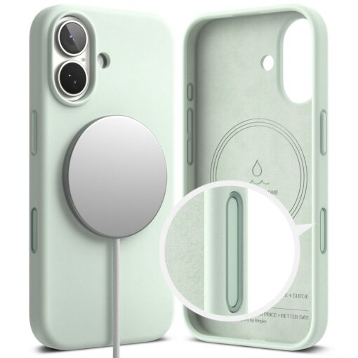 Kaitseümbris Silicone Magnetic, Apple iPhone 17, mündiroheline, MagSafe ühilduv, Ringke - Image 2