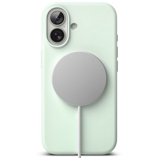 Kaitseümbris Silicone Magnetic, Apple iPhone 17, mündiroheline, MagSafe ühilduv, Ringke - Image 4