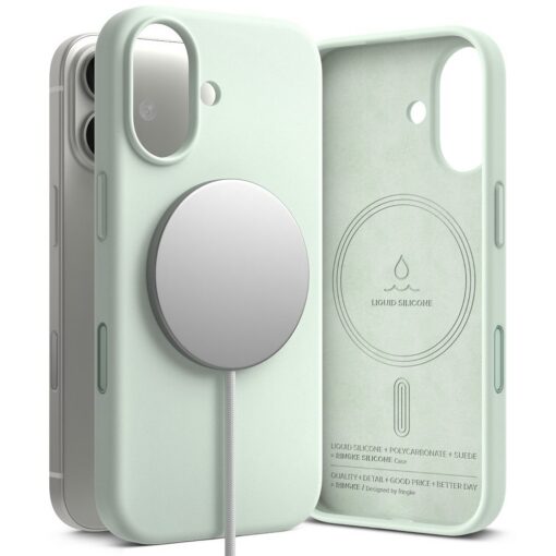 Kaitseümbris Silicone Magnetic, Apple iPhone 17, mündiroheline, MagSafe ühilduv, Ringke - Image 5