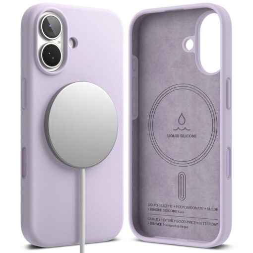 Kaitseümbris Silicone Magnetic, Apple iPhone 17, helelilla, MagSafe ühilduv, Ringke