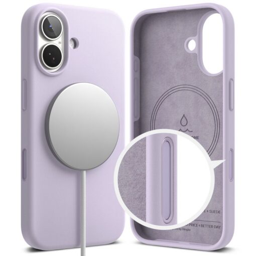 Kaitseümbris Silicone Magnetic, Apple iPhone 17, helelilla, MagSafe ühilduv, Ringke - Image 2