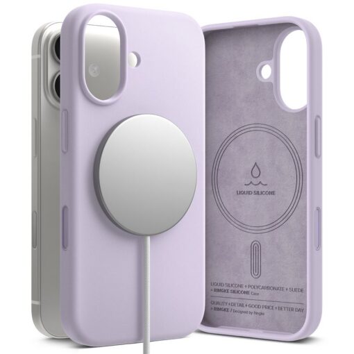 Kaitseümbris Silicone Magnetic, Apple iPhone 17, helelilla, MagSafe ühilduv, Ringke - Image 5