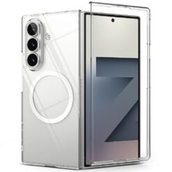 Kaitseümbris Slim Magnetic, Samsung Galaxy Z Fold7, läbipaistev valge ringiga, Qi2/MagSafe ühilduv, Ringke