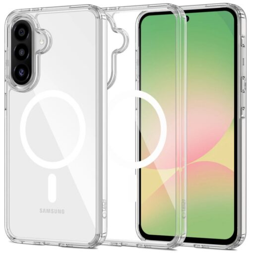Kaitseümbris FlexAir Hybrid MagSafe, Samsung Galaxy A17 / A17 5G, läbipaistev valge MagSafe ringiga, Tech-Protect