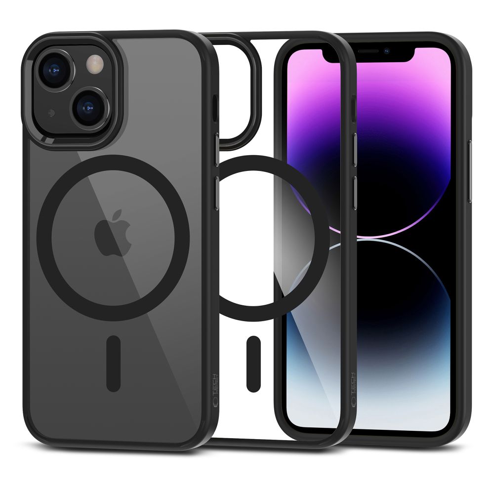 Kaitseümbris Magmat MagSafe, Apple iPhone 13 mini / iPhone 12 mini, läbipaistev musta äärega, MagSafe ühilduv, Tech-Protect