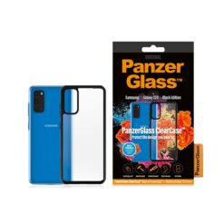 Kaitseümbris ClearCase, Samsung Galaxy S20, klaasist tagaküljega, läbipaistev musta äärega, PanzerGlass