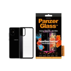 Kaitseümbris ClearCase, Samsung Galaxy S20+, klaasist tagaküljega, läbipaistev musta äärega, PanzerGlass
