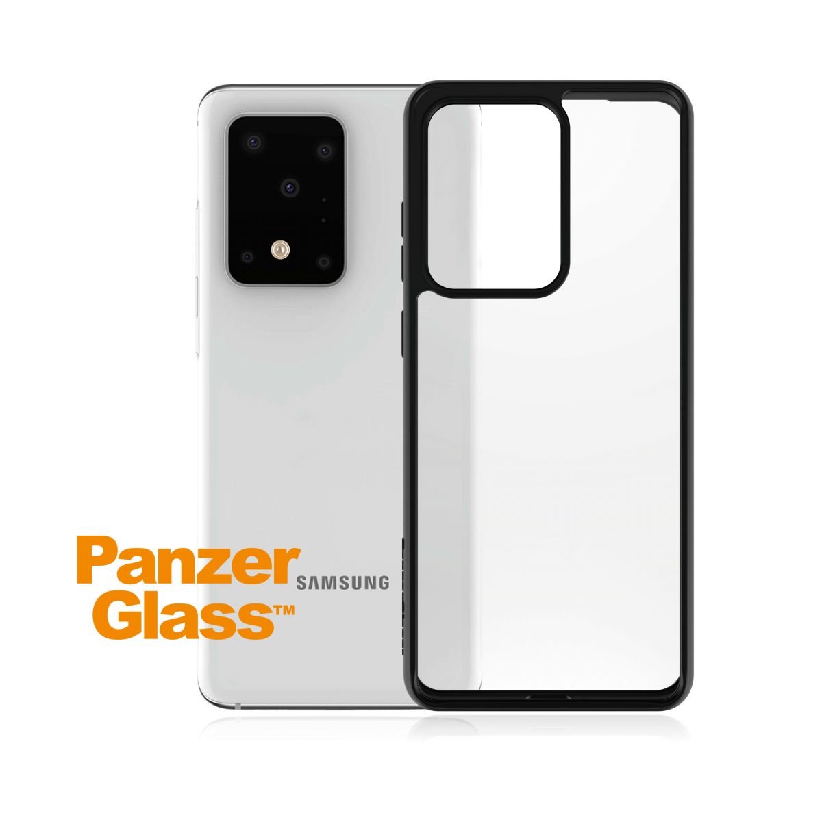 Kaitseümbris ClearCase, Samsung Galaxy S20 Ultra, klaasist tagaküljega, läbipaistev musta äärega, PanzerGlass - Image 2