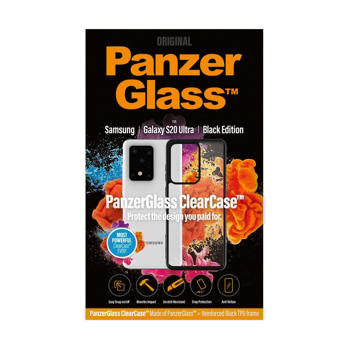 Kaitseümbris ClearCase, Samsung Galaxy S20 Ultra, klaasist tagaküljega, läbipaistev musta äärega, PanzerGlass - Image 4