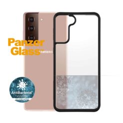 Kaitseümbris ClearCase, Samsung Galaxy S21+ 5G, klaasist tagaküljega, läbipaistev musta äärega, PanzerGlass