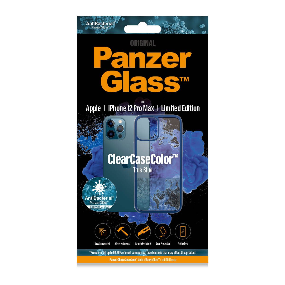 Kaitseümbris ClearCase, Apple iPhone 12 Pro Max, klaasist tagaküljega, sinine / läbipaistev, PanzerGlass - Image 2