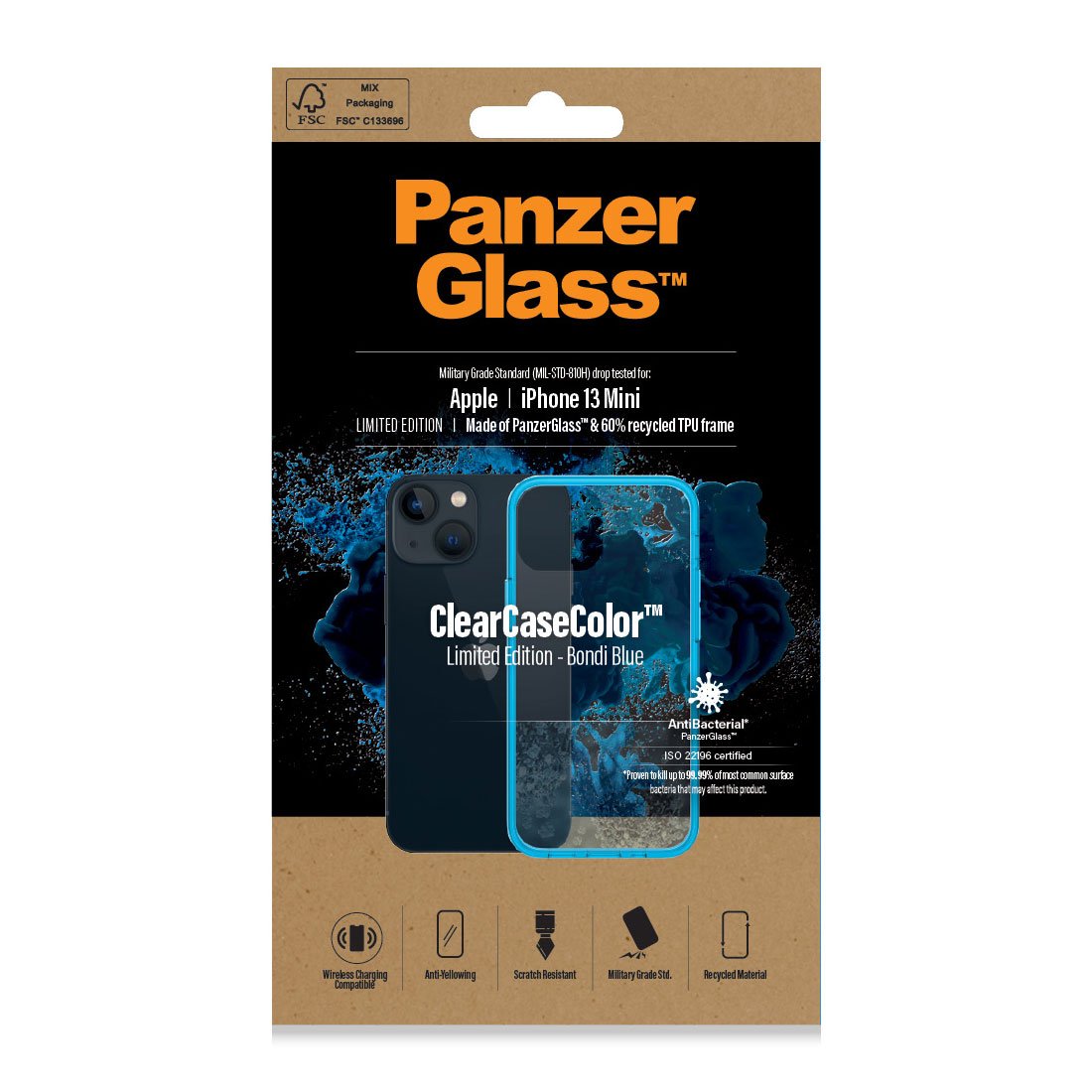 Kaitseümbris ClearCaseColor, Apple iPhone 13 mini, klaasist tagaküljega, sinine / läbipaistev, PanzerGlass - Image 2
