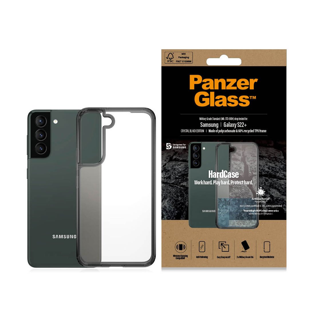 Kaitseümbris HardCase, Samsung Galaxy S22+ 5G, läbipaistev musta äärega, PanzerGlass - Image 3