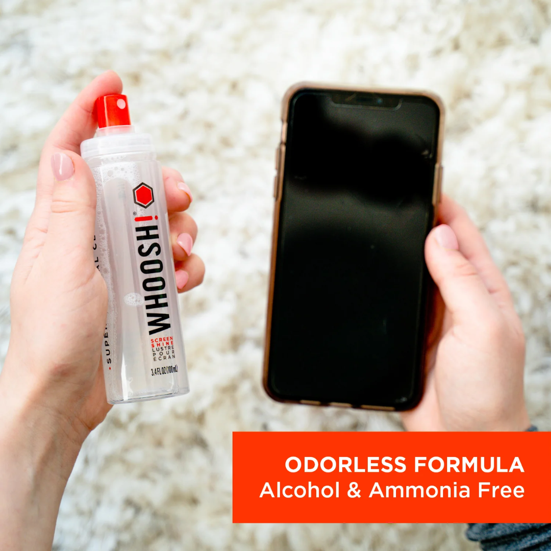 Ekraanipuhastusvahend WHOOSH! 100ml + 8ml + 2x mikrofiiber puhastuslapp - Image 5