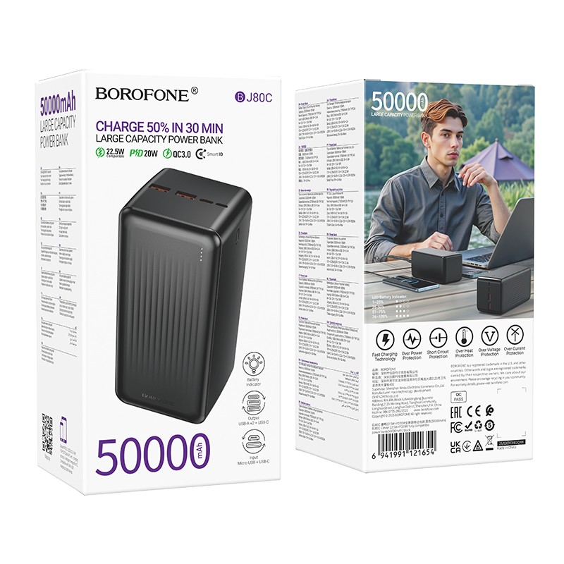 Väline aku Power Bank Borofone BJ80C 22.5W 50000mAh must - Image 4