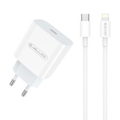 Laadija Jellico AK180 20W USB-C + USB-C to Lightning cable 1.0m valge