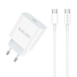 Laadija Jellico AK180 20W USB-C + USB-C to USB-C cable 1.0m valge