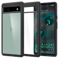 Kaitseümbris Ultra Hybrid, Google Pixel 6a, läbipaistev musta äärega, Spigen