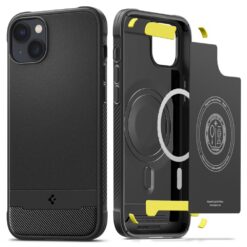 Kaitseümbris Rugged Armor MagFit, Apple iPhone 14, must, MagSafe, Spigen