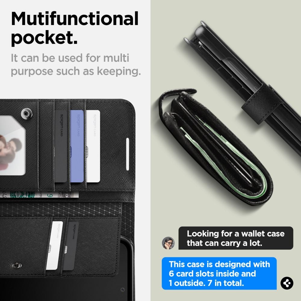 Kaitseümbris kaanega Wallet S Plus, Samsung Galaxy A54 5G, must, Spigen - Image 12