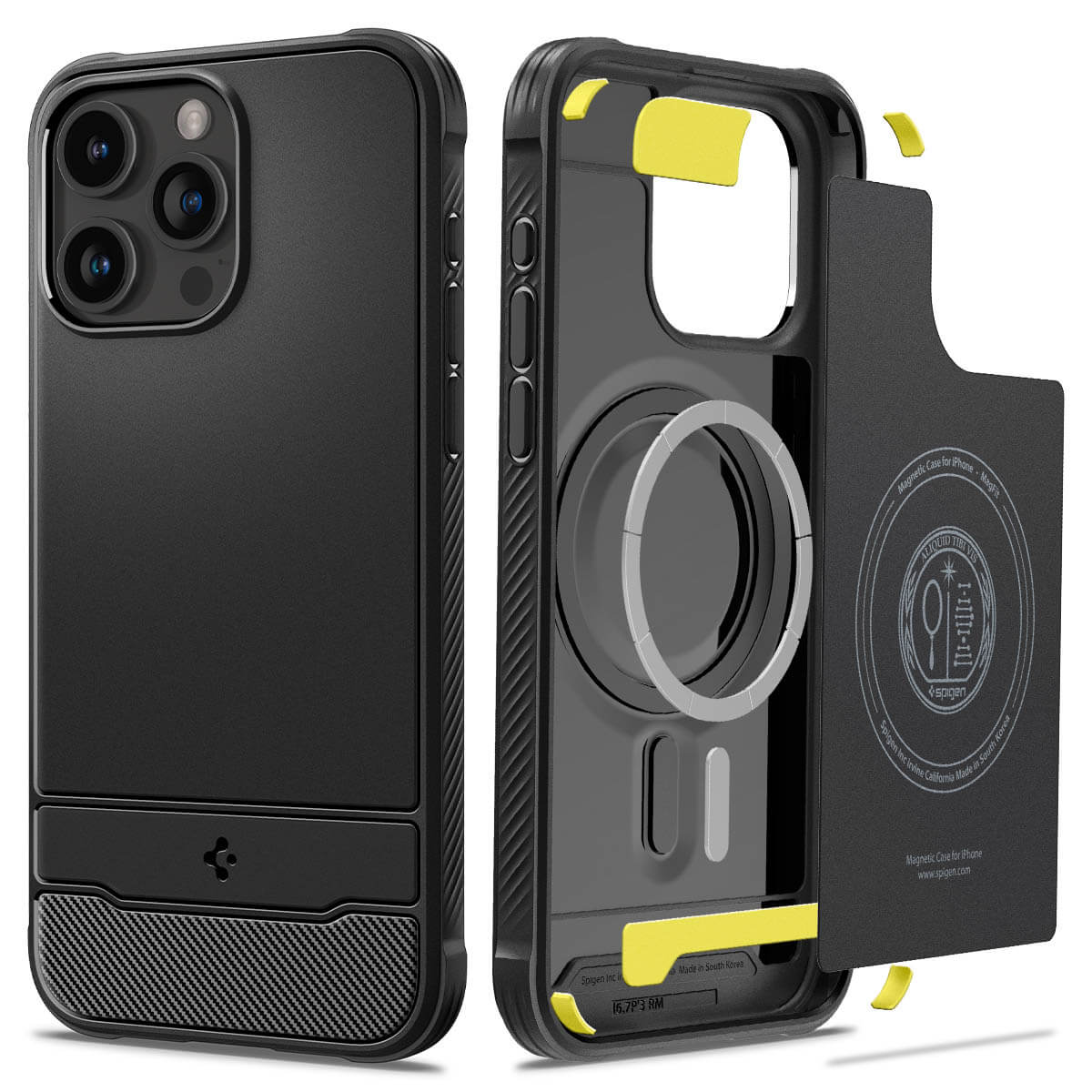 Kaitseümbris Rugged Armor MagFit, Apple iPhone 15 Pro Max, must, MagSafe, Spigen