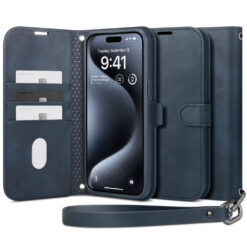 Kaitseümbris kaanega Wallet S Pro, Apple iPhone 15 Pro, tumesinine, Spigen