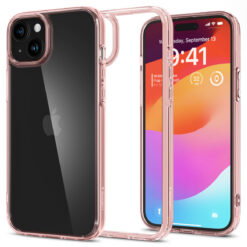 Kaitseümbris Ultra Hybrid, Apple iPhone 15, läbipaistev roosa äärega, Spigen