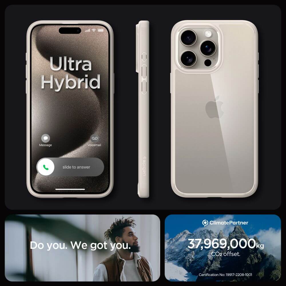 Kaitseümbris Ultra Hybrid, Apple iPhone 15 Pro Max, läbipaistev beeži äärega, Spigen - Image 7