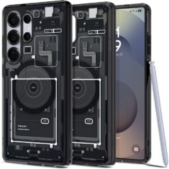 Kaitseümbris Ultra Hybrid Zero One (MagFit), Samsung Galaxy S25 Ultra, tumehalli äärega, Qi2/MagSafe toega, Spigen