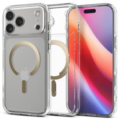 Kaitseümbris Ultra Hybrid (MagFit), Apple iPhone 17 Pro Max, läbipaistev kuldse MagSafe ringiga, Spigen