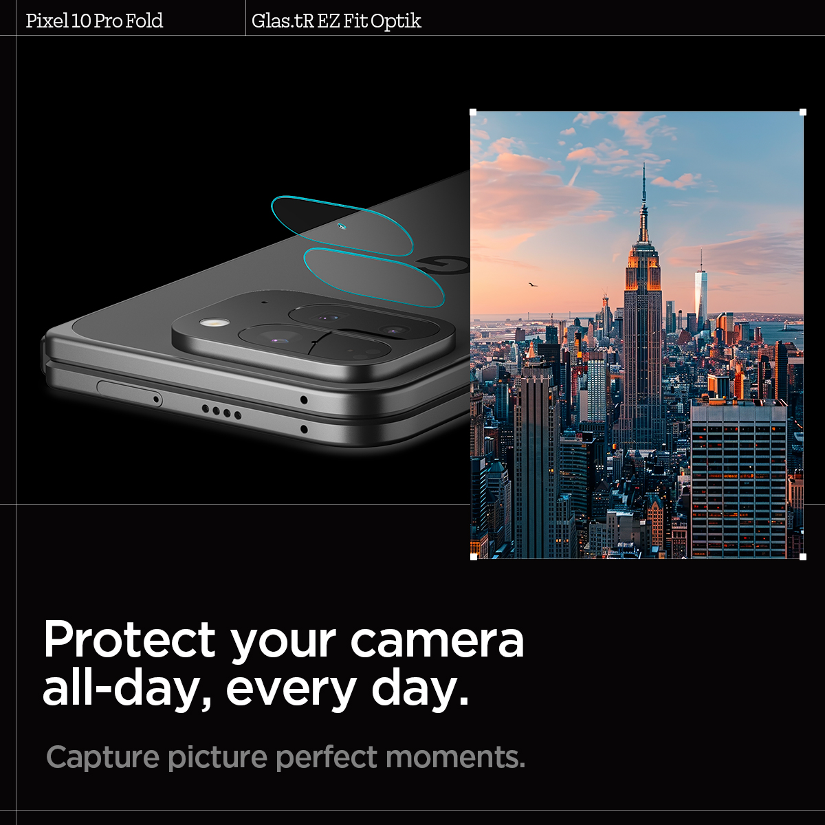 Tagakaamerate kaitseklaas Optik EZ Fit, Google Pixel 10 Pro Fold, komplektis 2tk, Spigen - Image 3