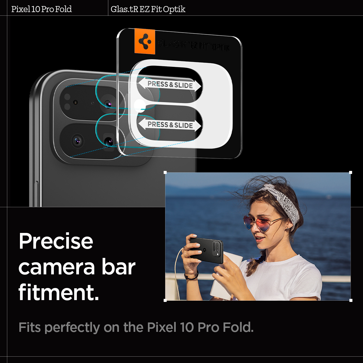 Tagakaamerate kaitseklaas Optik EZ Fit, Google Pixel 10 Pro Fold, komplektis 2tk, Spigen - Image 4