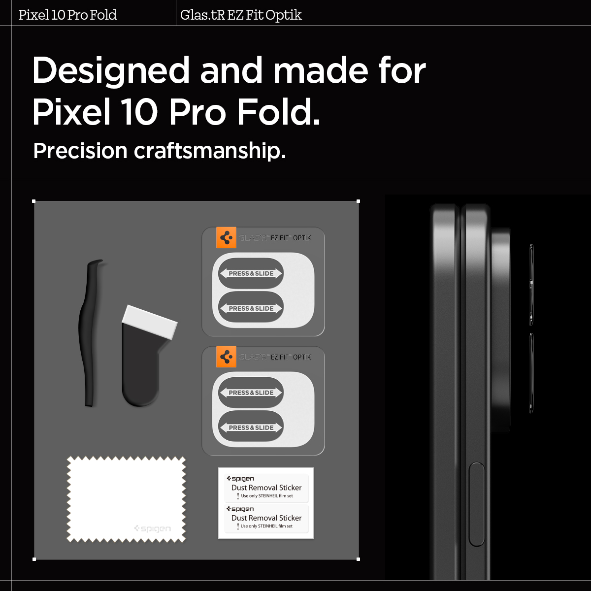 Tagakaamerate kaitseklaas Optik EZ Fit, Google Pixel 10 Pro Fold, komplektis 2tk, Spigen - Image 6