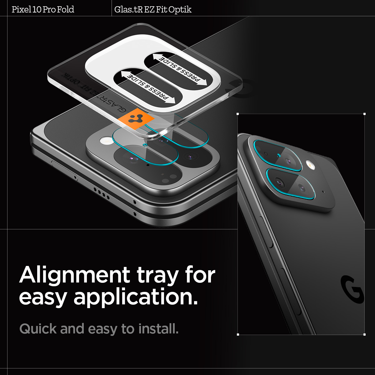 Tagakaamerate kaitseklaas Optik EZ Fit, Google Pixel 10 Pro Fold, komplektis 2tk, Spigen - Image 7