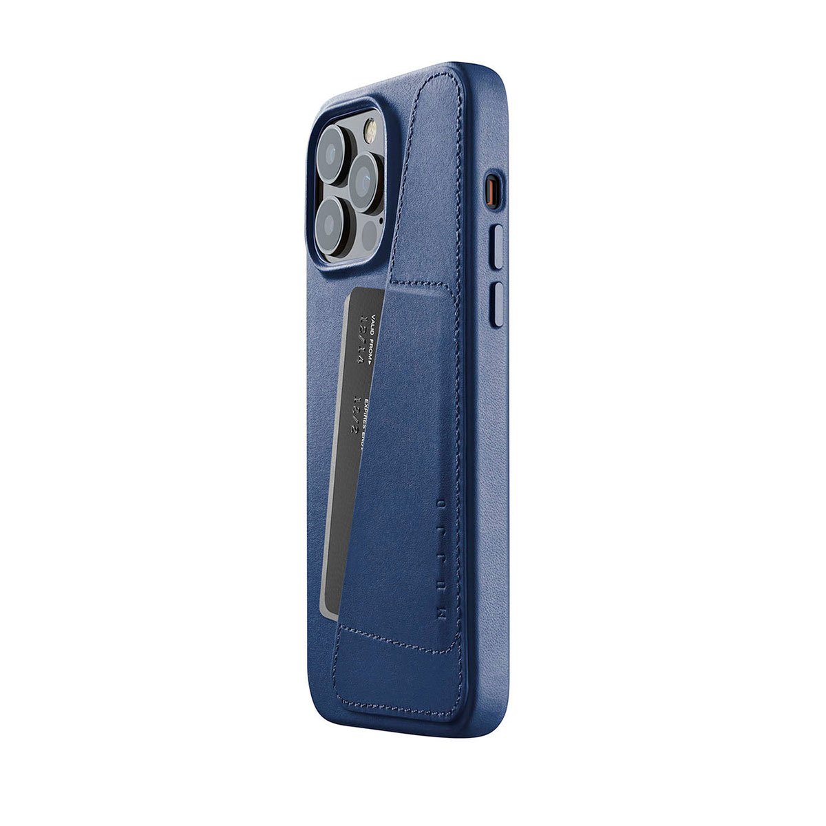 Kaitseümbris kaarditaskuga Apple iPhone 14 Pro Max, sinine, MagSafe, naturaalsest nahast, Mujjo