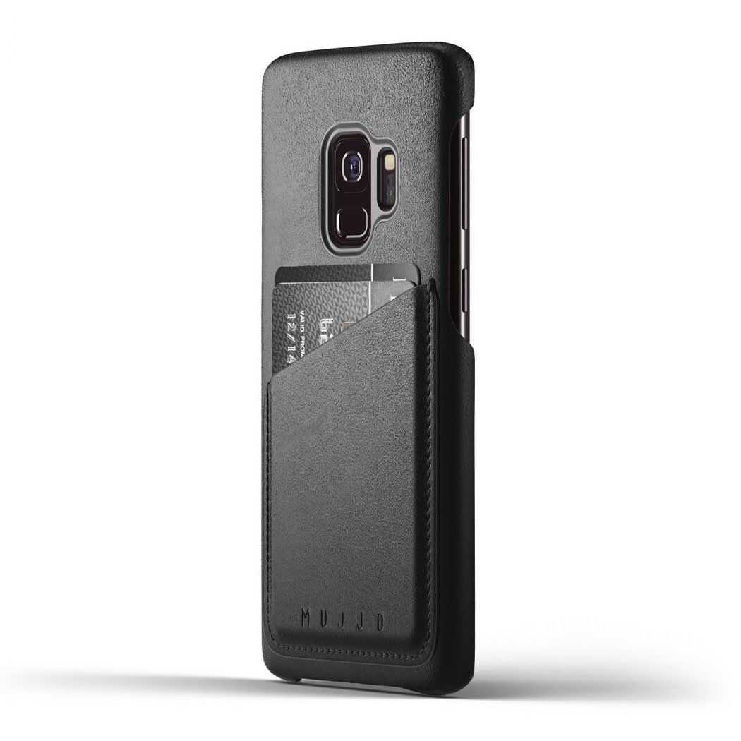 Kaitseümbris kaarditaskuga Samsung Galaxy S9, naturaalsest nahast, must, Mujjo