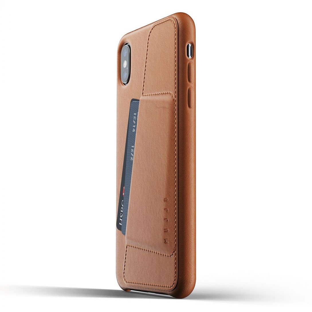Kaitseümbris kaarditaskuga Apple iPhone Xs Max, naturaalsest nahast, helepruun, Mujjo