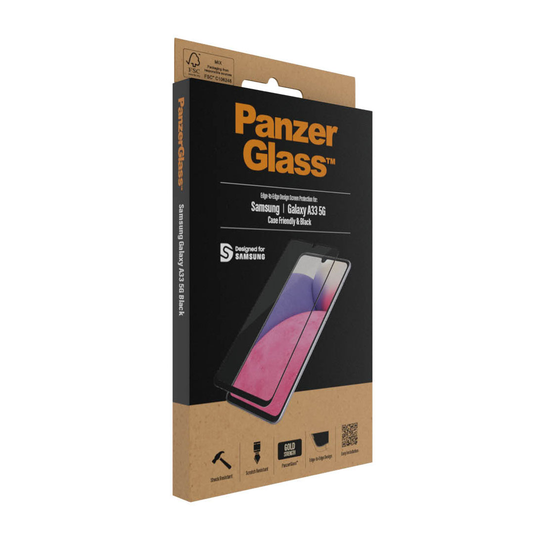 Kaitseklaas Samsung Galaxy A33 5G, ümbrisesõbralik, musta äärega, PanzerGlass - Image 4