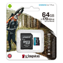 Mälukaart microSD 64GB, U3 UHS-I V30 A2, R170/W70, Canvas Go Plus, Kingston