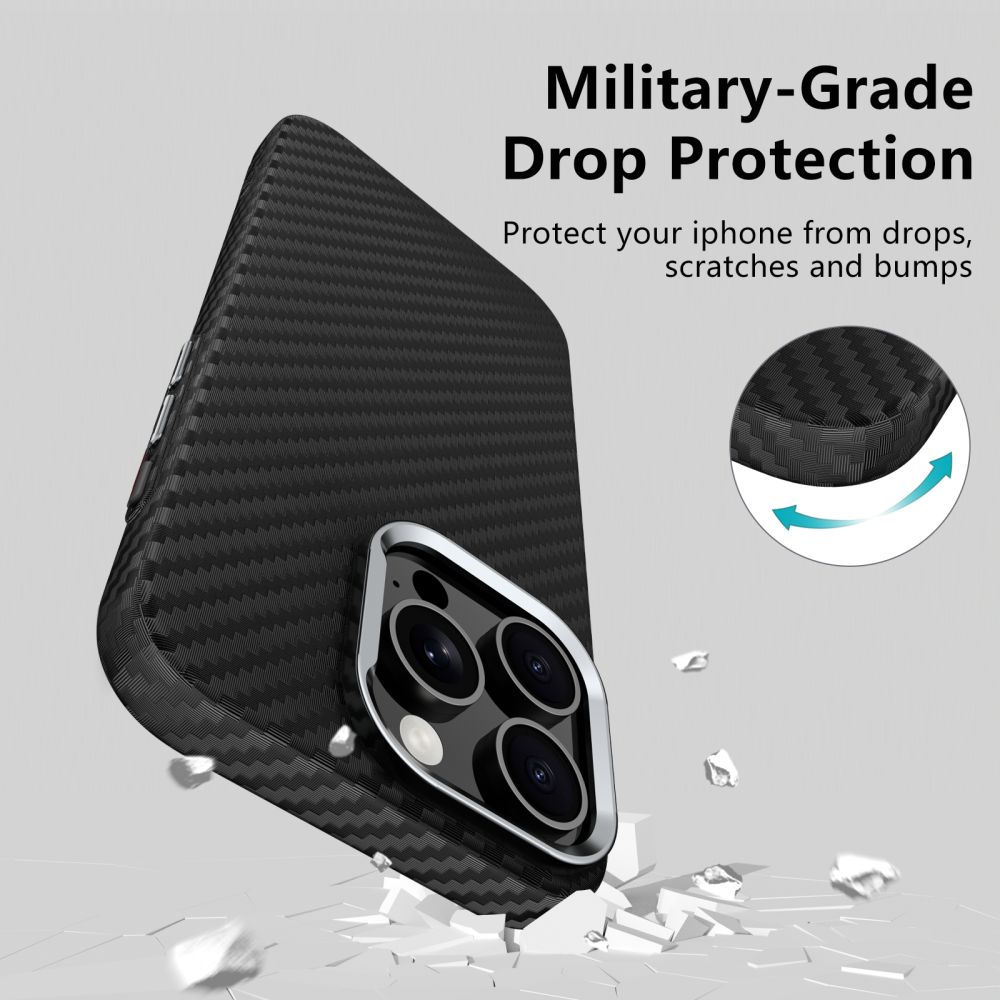 Kaitseümbris Ion Carbon MagSafe, Apple iPhone 16, must/hõbedane, õhuke, Tech-Protect - Image 3