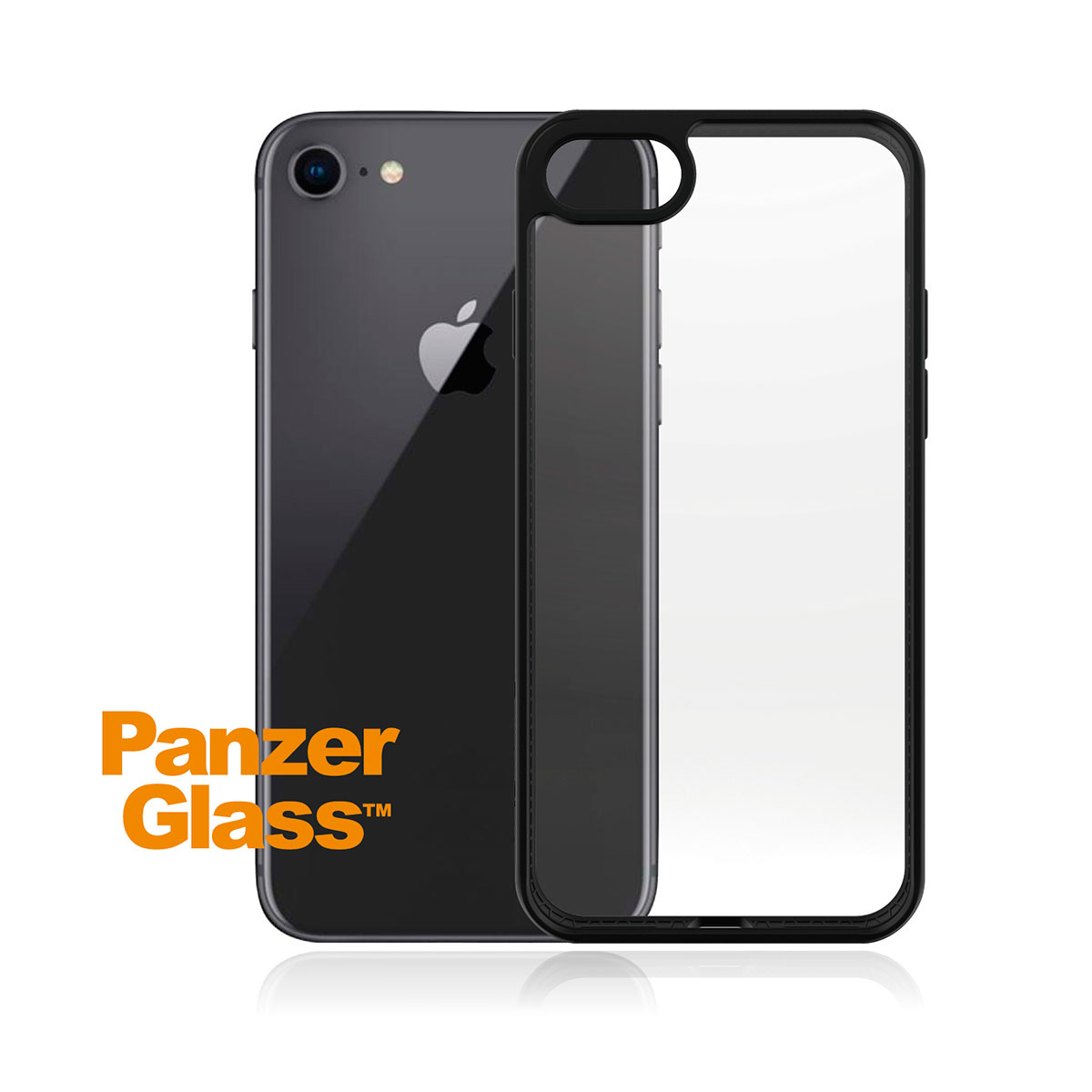 Kaitseümbris ClearCase, Apple iPhone 7 / 8 / SE (2020/2022), klaasist tagaküljega, musta äärega, PanzerGlass - Image 2