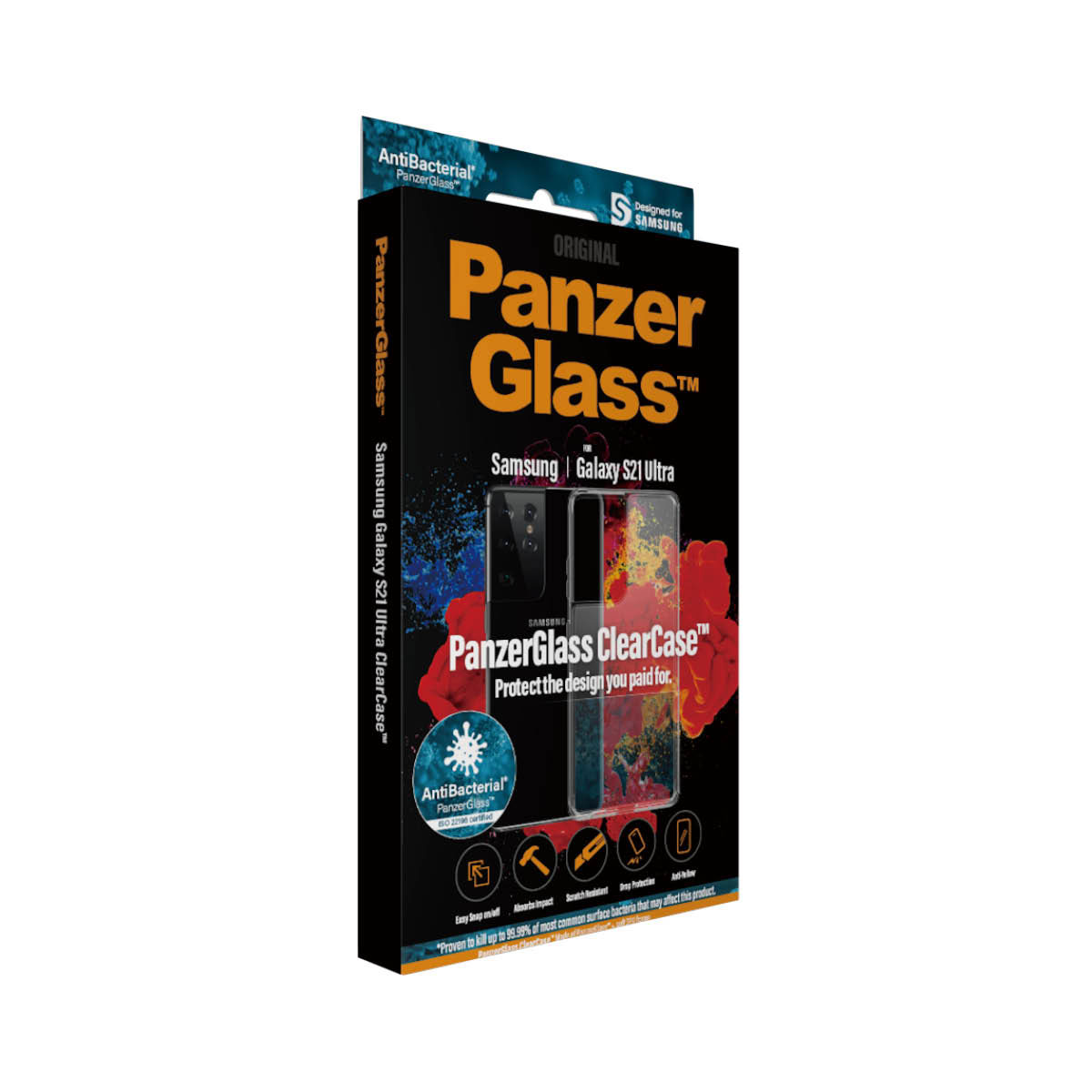 Kaitseümbris ClearCase, Samsung Galaxy S21 Ultra 5G, klaasist tagaküljega, läbipaistev, PanzerGlass - Image 4