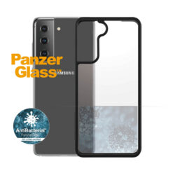 Kaitseümbris ClearCase, Samsung Galaxy S21 5G, klaasist tagaküljega, läbipaistev musta äärega, PanzerGlass