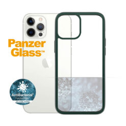 Kaitseümbris ClearCase, Apple iPhone 12 Pro Max, klaasist tagaküljega, tumeroheline / läbipaistev, PanzerGlass