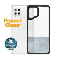 Kaitseümbris ClearCase, Samsung Galaxy A42 5G, klaasist tagaküljega, läbipaistev musta äärega, PanzerGlass
