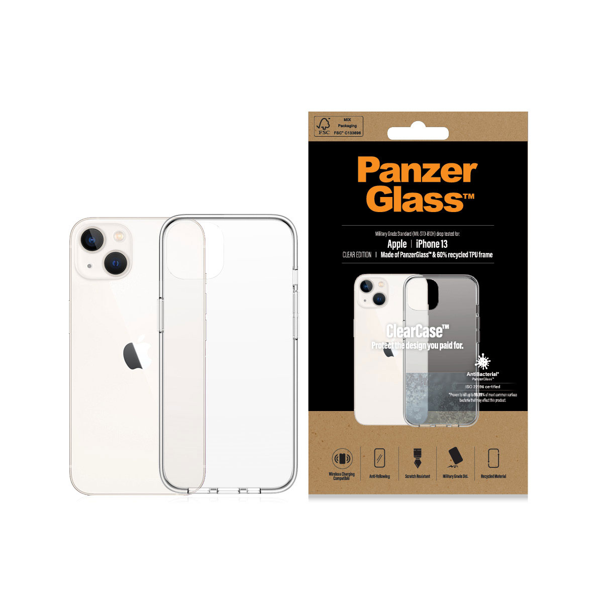 Kaitseümbris ClearCase, Apple iPhone 13, klaasist tagaküljega, läbipaistev, PanzerGlass - Image 3